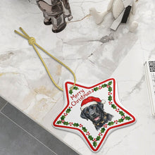 Load image into Gallery viewer, Black Labrador Ornament - Personalized Star Shaped Christmas Folk-Art Design-Christmas Ornament-Black Labrador,Christmas,Personalize Artwork-5