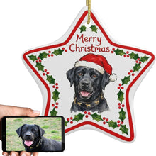 Load image into Gallery viewer, Black Labrador Ornament - Personalized Star Shaped Christmas Folk-Art Design-Christmas Ornament-Black Labrador,Christmas,Personalize Artwork-1