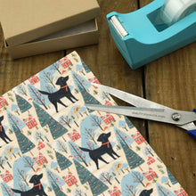 Load image into Gallery viewer, Black Labrador Winter Village Christmas Gift Wrapping Paper - 2 Rolls-Christmas Ornament-Black Labrador,Christmas,Wrapping Paper-4
