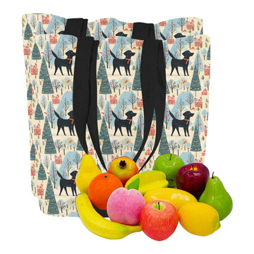 Black Labrador Winter Village Large Canvas Tote Bags - Set of 2-Accessories-Accessories, Bags, Black Labrador, Labrador-3
