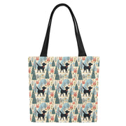 Black Labrador Winter Village Large Canvas Tote Bags - Set of 2-Accessories-Accessories, Bags, Black Labrador, Labrador-5