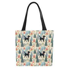 Load image into Gallery viewer, Black Labrador Winter Village Large Canvas Tote Bags - Set of 2-Accessories-Accessories, Bags, Black Labrador, Labrador-6