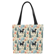 Black Labrador Winter Village Large Canvas Tote Bags - Set of 2-Accessories-Accessories, Bags, Black Labrador, Labrador-6