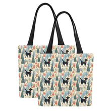 Load image into Gallery viewer, Black Labrador Winter Village Large Canvas Tote Bags - Set of 2-Accessories-Accessories, Bags, Black Labrador, Labrador-9
