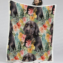 Load image into Gallery viewer, Black Labradors in Bloom Soft Warm Fleece Blanket-Blanket-Black Labrador, Blankets, Home Decor, Labrador-11