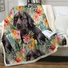 Load image into Gallery viewer, Black Labradors in Bloom Soft Warm Fleece Blanket-Blanket-Black Labrador, Blankets, Home Decor, Labrador-Small-1
