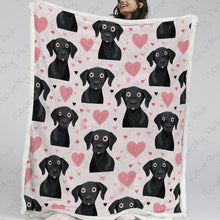 Load image into Gallery viewer, Black Labs and Pink Hearts Love Soft Warm Fleece Blanket-Blanket-Black Labrador, Blankets, Home Decor, Labrador-13