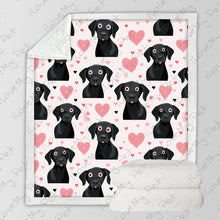 Load image into Gallery viewer, Black Labs and Pink Hearts Love Soft Warm Fleece Blanket-Blanket-Black Labrador, Blankets, Home Decor, Labrador-3