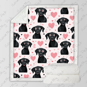 Black Labs and Pink Hearts Love Soft Warm Fleece Blanket-Blanket-Black Labrador, Blankets, Home Decor, Labrador-3
