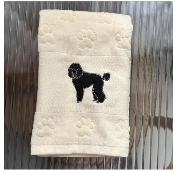Black Poodle Love Large Embroidered Cotton Towel-Home Decor-Bathroom Decor,Dog Mom Gifts,Home Decor,Poodle,Towel-1