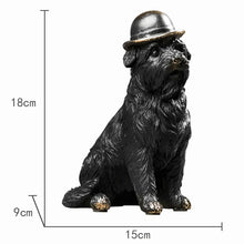 Load image into Gallery viewer, Black Schnauzer Statue - Dapper Hat Charmer-Long haired dog-1