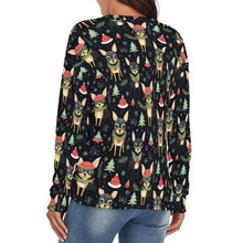 Load image into Gallery viewer, Black Tan Chihuahuas Cheer Women's V-Neck Christmas Sweater-Apparel-Apparel,Chihuahua,Christmas,Dog Mom Gifts,Sweater,Sweatshirt-3