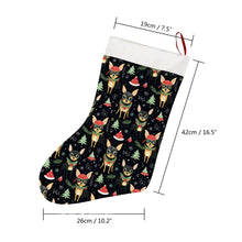 Load image into Gallery viewer, Black Tan Chihuahuas Christmas Cheer Christmas Stocking-Christmas Ornament-Chihuahua, Christmas, Home Decor-26X42CM-White1-4