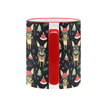 Load image into Gallery viewer, Black Tan Chihuahuas Christmas Cheer Coffee Mug-6