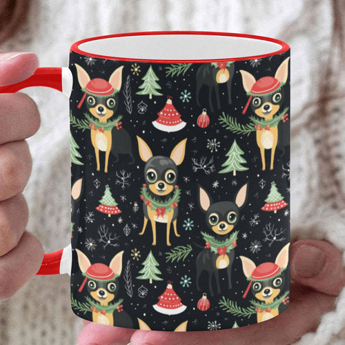 Black Tan Chihuahuas Christmas Cheer Coffee Mug-White7-ONE SIZE-1