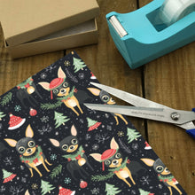 Load image into Gallery viewer, Black Tan Chihuahuas Christmas Cheer Gift Wrapping Paper - 2 Rolls-Christmas Ornament-Chihuahua,Christmas,Wrapping Paper-4