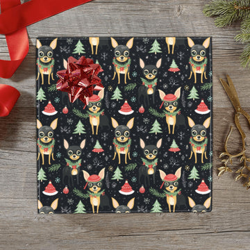 Black Tan Chihuahuas Christmas Cheer Gift Wrapping Paper 2 Rolls 360x