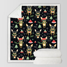 Load image into Gallery viewer, Black Tan Chihuahuas Christmas Cheer Soft Warm Fleece Blanket-Blanket-Blankets, Chihuahua, Christmas, Dog Dad Gifts, Dog Mom Gifts, Home Decor-10