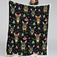 Load image into Gallery viewer, Black Tan Chihuahuas Christmas Cheer Soft Warm Fleece Blanket-Blanket-Blankets, Chihuahua, Christmas, Dog Dad Gifts, Dog Mom Gifts, Home Decor-11