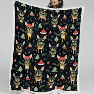 Black Tan Chihuahuas Christmas Cheer Soft Warm Fleece Blanket-Blanket-Blankets, Chihuahua, Christmas, Dog Dad Gifts, Dog Mom Gifts, Home Decor-11