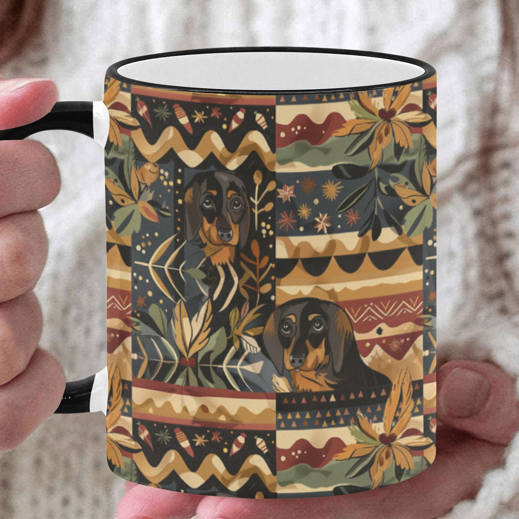 Black Tan Dachshunds Christmas Symphony Coffee Mug-White1-ONE SIZE-1