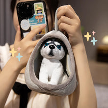 Load image into Gallery viewer, Black White Husky Stuffed Animal - Husky with Toy Nest House-4