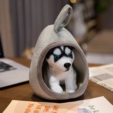 Load image into Gallery viewer, Black White Husky Stuffed Animal - Husky with Toy Nest House-Husky-18cm-1