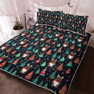 Black/Brindle French Bulldog Festive Frolic Christmas Quilt Blanket Bedding Set-Bedding-Bedding, Blankets, Christmas, French Bulldog, Home Decor-2