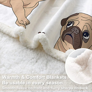 Merry Christmas Pug Soft Warm Fleece Blanket-Blanket-Blankets, Christmas, Home Decor, Pug-3