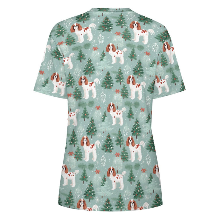 Blenheim Cavalier Christmas Carol Women's Cotton T-Shirt-Apparel-Apparel, Cavalier King Charles Spaniel, Christmas, Dog Mom Gifts, T Shirt-4