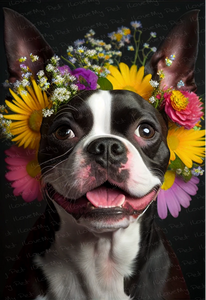 Blooming Bliss Boston Terrier Wall Art Poster-Art-Boston Terrier, Dog Art, Home Decor, Poster-1