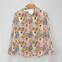 Load image into Gallery viewer, Blooming Bliss with Shiba Smiles Women&#39;s Shirt-Apparel-Apparel, Shiba Inu, Shirt-2