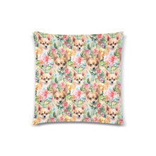 Load image into Gallery viewer, Blooming Mischief Fawn Chihuahuas Floral Splendor Throw Pillow Covers-Cushion Cover-Chihuahua, Home Decor, Pillows-4