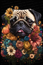 Load image into Gallery viewer, Blooming Whimsy Floral Pug Wall Art Poster-Art-Dog Art, Home Decor, Poster, Pug-1