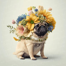 Load image into Gallery viewer, Blooming Whimsy Floral Pug Wall Art Poster-Art-Dog Art, Home Decor, Poster, Pug-1