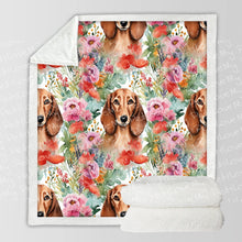 Load image into Gallery viewer, Blossom Bliss Red Dachshund Delight Soft Warm Fleece Blanket-Blanket-Blankets, Dachshund, Home Decor-10