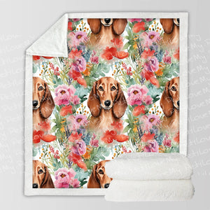 Blossom Bliss Red Dachshund Delight Soft Warm Fleece Blanket-Blanket-Blankets, Dachshund, Home Decor-10