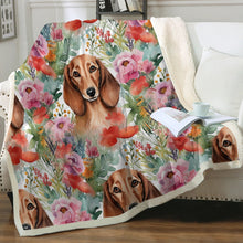 Load image into Gallery viewer, Blossom Bliss Red Dachshund Delight Soft Warm Fleece Blanket-Blanket-Blankets, Dachshund, Home Decor-12