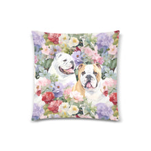 Load image into Gallery viewer, Blossom Buddies English Bulldogs Throw Pillow Covers-Cushion Cover-English Bulldog, Home Decor, Pillows-2