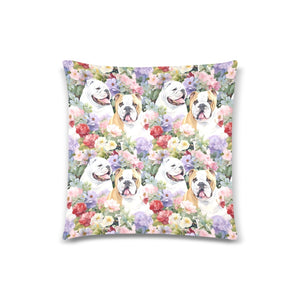 Blossom Buddies English Bulldogs Throw Pillow Covers-Cushion Cover-English Bulldog, Home Decor, Pillows-Four Pairs-4