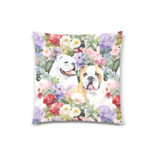 Load image into Gallery viewer, Blossom Buddies English Bulldogs Throw Pillow Covers-Cushion Cover-English Bulldog, Home Decor, Pillows-One Pair-1