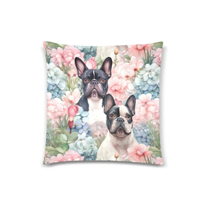 Blossom Buddies French Bulldogs Throw Pillow Covers-Cushion Cover-French Bulldog, Home Decor, Pillows-2