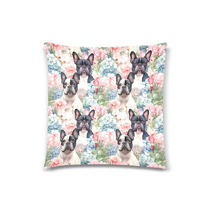 Blossom Buddies French Bulldogs Throw Pillow Covers-Cushion Cover-French Bulldog, Home Decor, Pillows-White1-ONESIZE-3