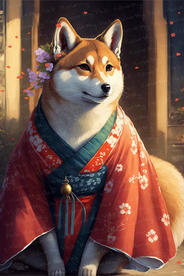 Blossom Kimono Shiba Inu Wall Art Poster-Art-Dog Art, Home Decor, Poster, Shiba Inu-1