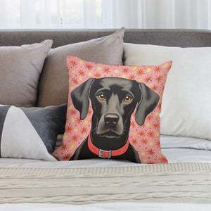 Blossom Watch Black Labrador Plush Pillow Case-Cushion Cover-Black Labrador, Dog Dad Gifts, Dog Mom Gifts, Home Decor, Pillows-2