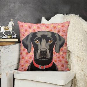 Blossom Watch Black Labrador Plush Pillow Case-Cushion Cover-Black Labrador, Dog Dad Gifts, Dog Mom Gifts, Home Decor, Pillows-3