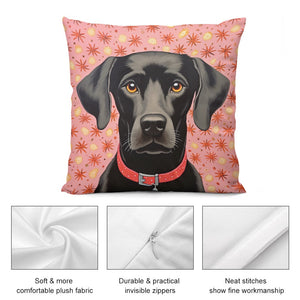 Blossom Watch Black Labrador Plush Pillow Case-Cushion Cover-Black Labrador, Dog Dad Gifts, Dog Mom Gifts, Home Decor, Pillows-5