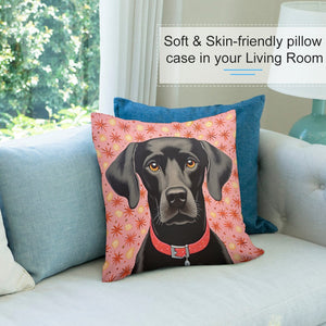 Blossom Watch Black Labrador Plush Pillow Case-Cushion Cover-Black Labrador, Dog Dad Gifts, Dog Mom Gifts, Home Decor, Pillows-7