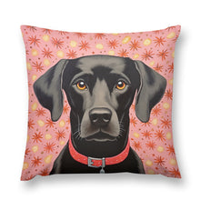 Load image into Gallery viewer, Blossom Watch Black Labrador Plush Pillow Case-Cushion Cover-Black Labrador, Dog Dad Gifts, Dog Mom Gifts, Home Decor, Pillows-12 &quot;×12 &quot;-1