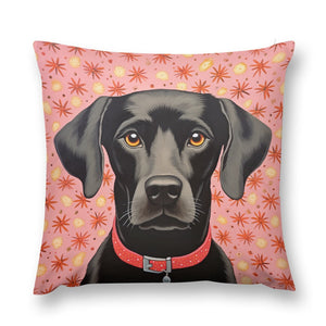Blossom Watch Black Labrador Plush Pillow Case-Cushion Cover-Black Labrador, Dog Dad Gifts, Dog Mom Gifts, Home Decor, Pillows-12 "×12 "-1